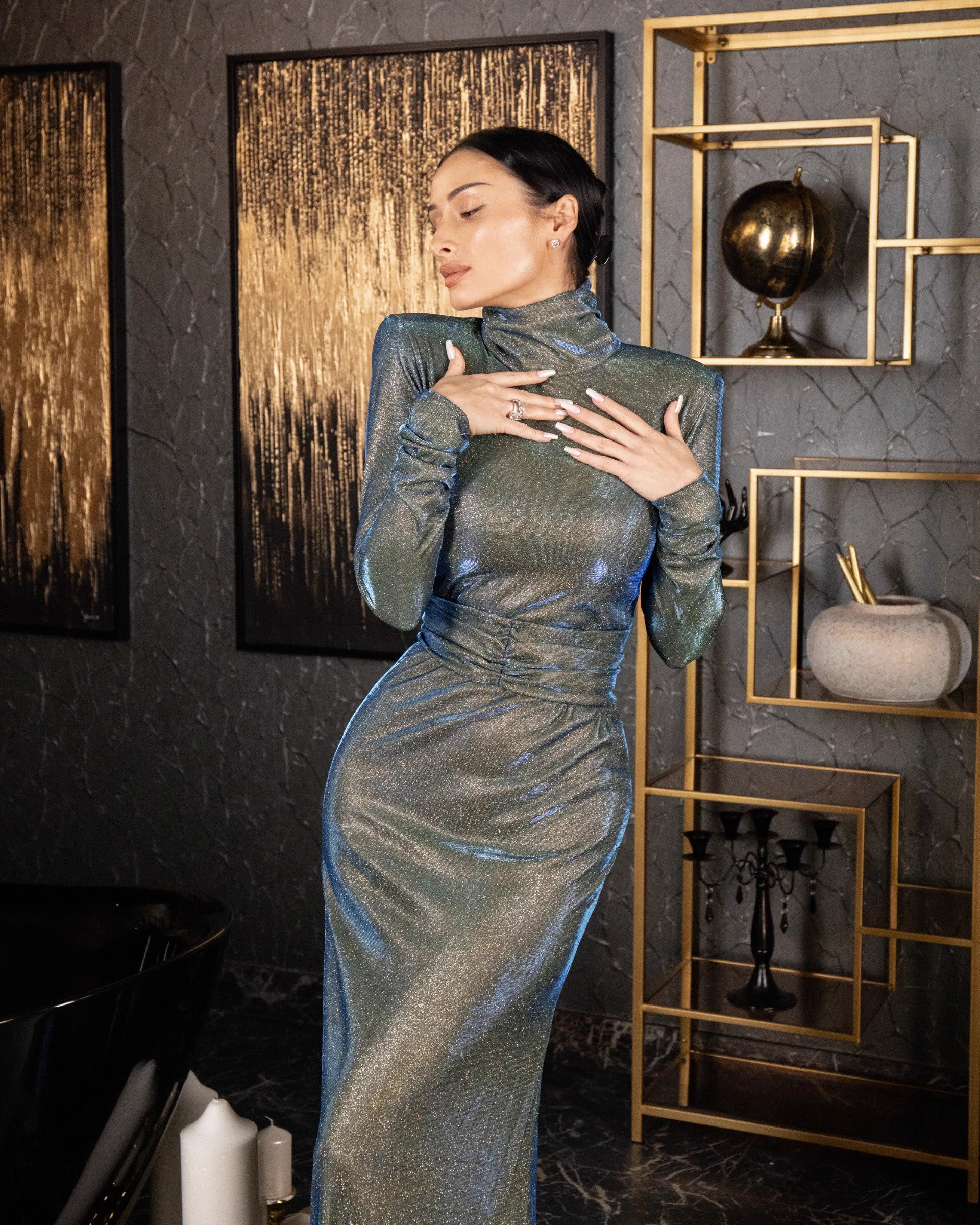 Long sparkling blue dress