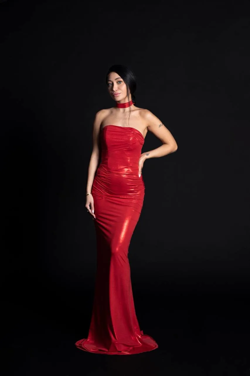 Red Dress with a choker