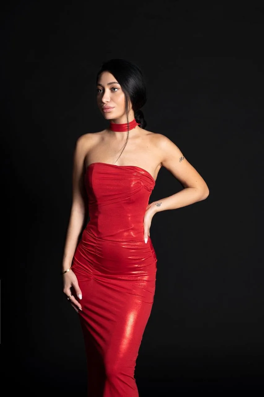 Red Dress with a choker