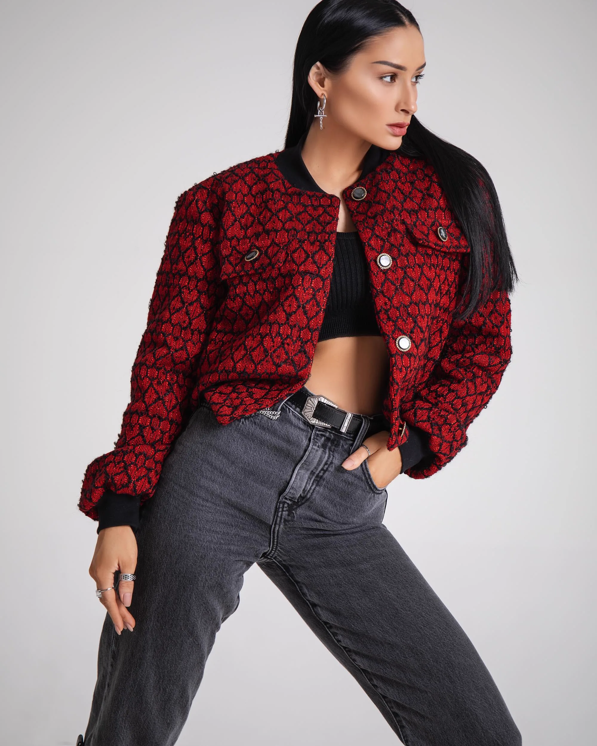 Short Tweed Jacket with Hearts 3