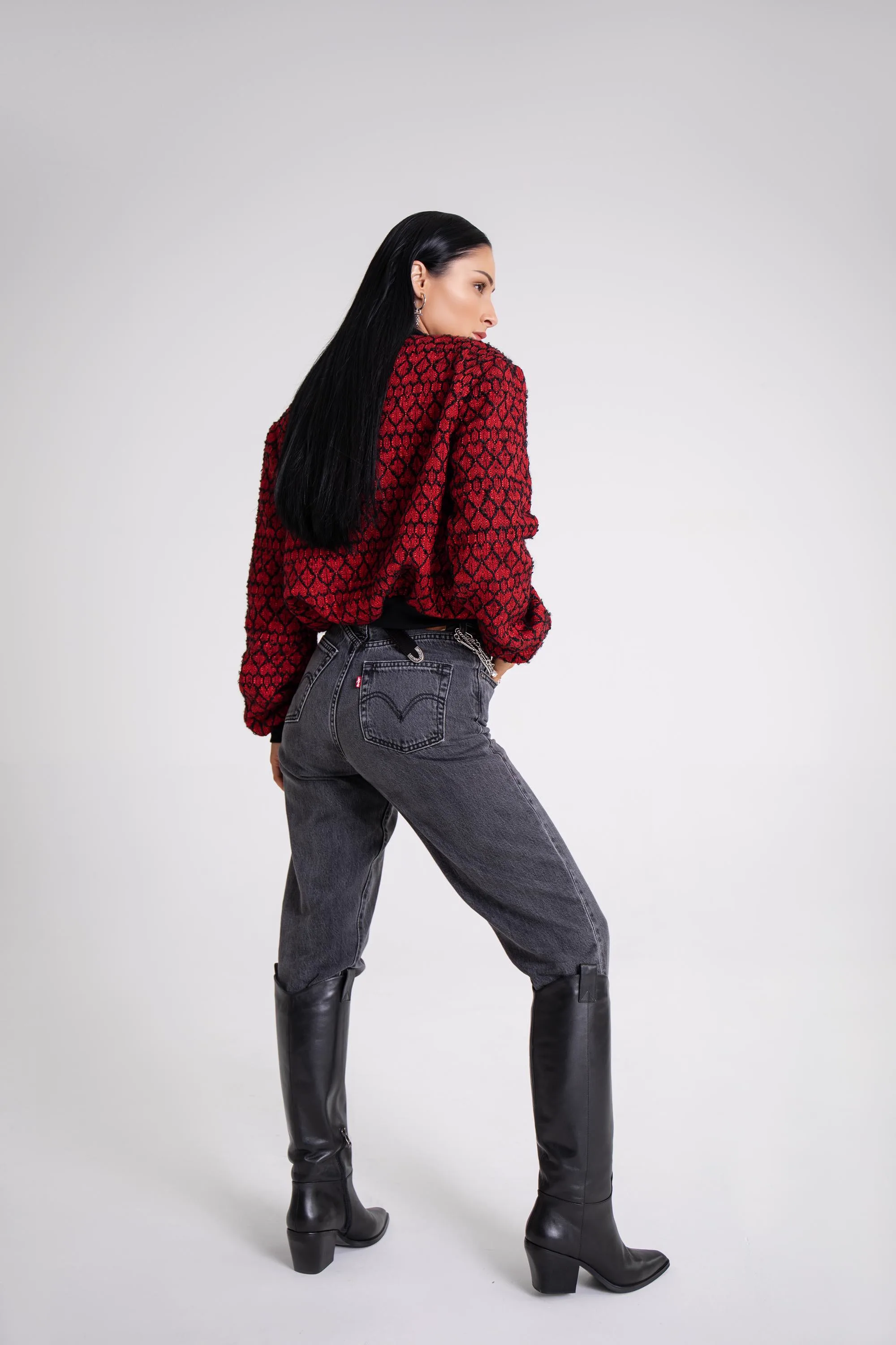 Short Tweed Jacket with Hearts 4
